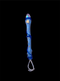 a blue wand on a black background