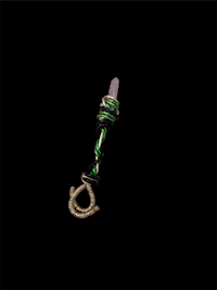 a green and black rope with a hook on it